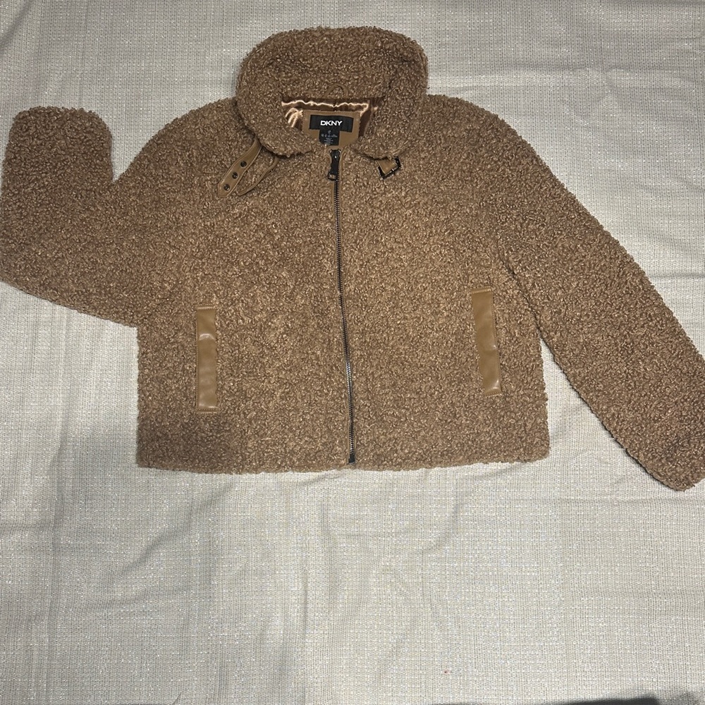 DKNY Fleece Moto Teddy Coat